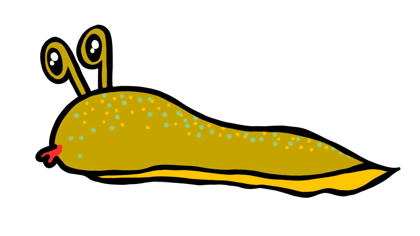 Doodle of a slug wearing lipstick.